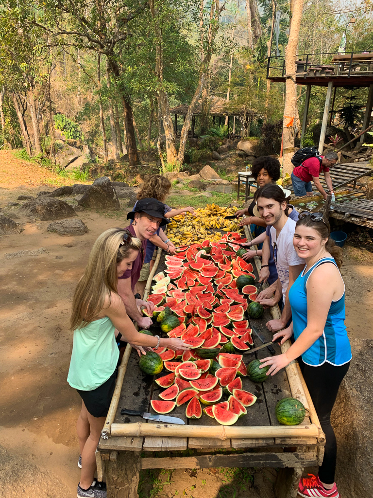 Preparing food for elephants